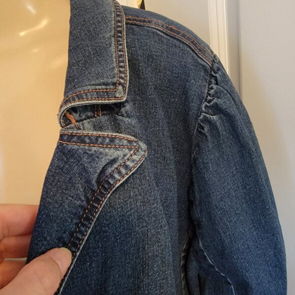 Est. 1946 Nautical Style Puff Shoulder 1980's Relaxed Fit Denim Jacket - Picture 5 of 14